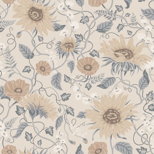 Sandberg S10556 Ett Hem, Oland Solveig Misty Blue - tapeta w roślinne medaliony