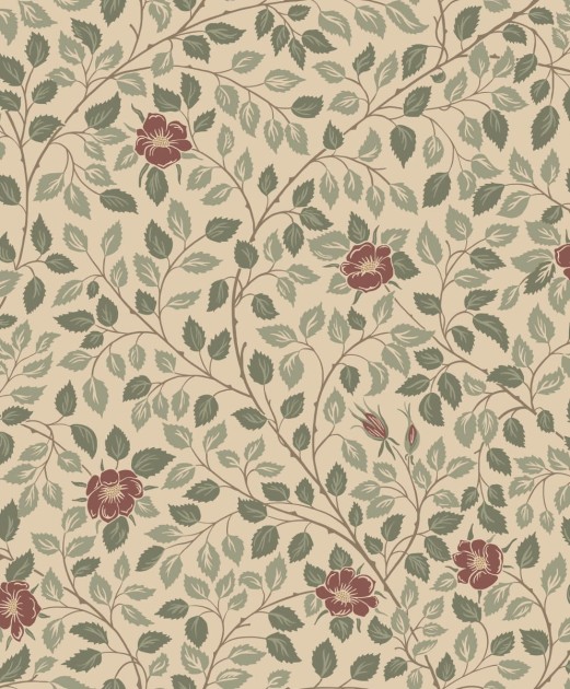 Sandberg S10463 Ett Hem, Oland Solliden Burgundy - tapeta w liście i kwiaty