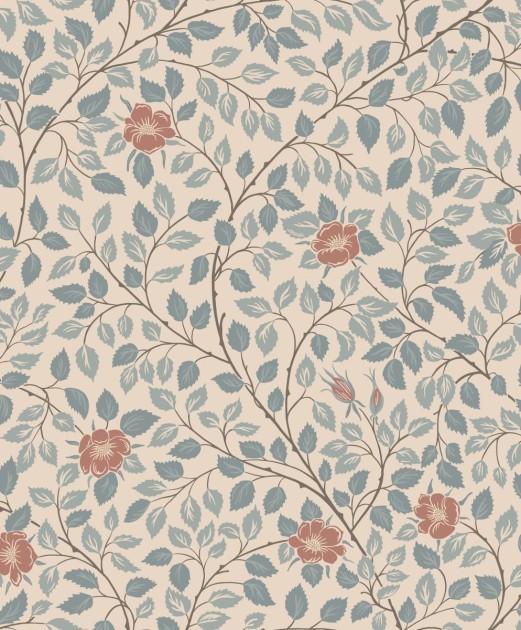 Sandberg S10464 Ett Hem, Oland Solliden Blue - tapeta w liście i kwiaty