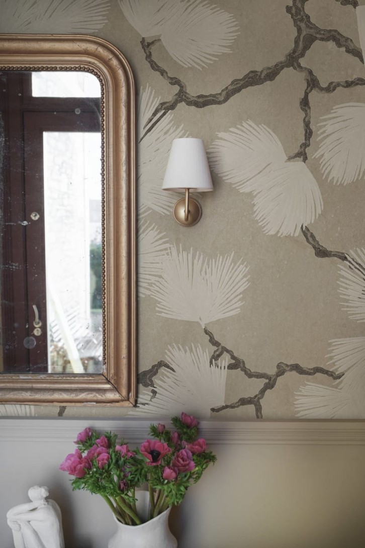 Sandberg S10487 Ett Hem, Oland Pine Mural Beige - mural w liście sosny
