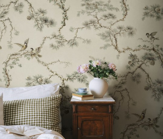 Sandberg S10655 Ett Hem, Oland Noah Mural Sandstone - mural w gałęzie i ptaki