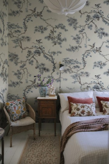 Sandberg S10572 Ett Hem, Oland Noah Mural Blue - mural w gałęzie i ptaki