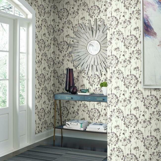 York CI2424 Candice Olson Modern Artisan Second Edition Flourish Moonlight/Lavender - tapeta w akwarelowe dmuchawce