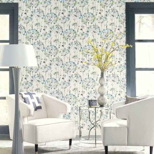 York CN2102 Candice Olson Modern Artisan Second Edition Flourish Turquoise - tapeta w akwarelowe dmuchawce
