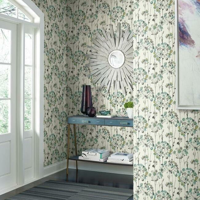 York CN2102 Candice Olson Modern Artisan Second Edition Flourish Turquoise - tapeta w akwarelowe dmuchawce