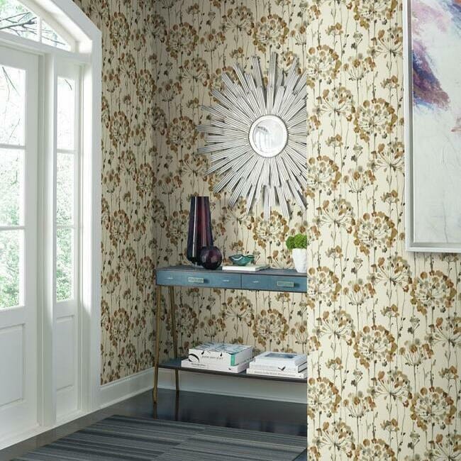 York CN2105 Candice Olson Modern Artisan Second Edition Flourish Burnt Orange - tapeta w akwarelowe dmuchawce