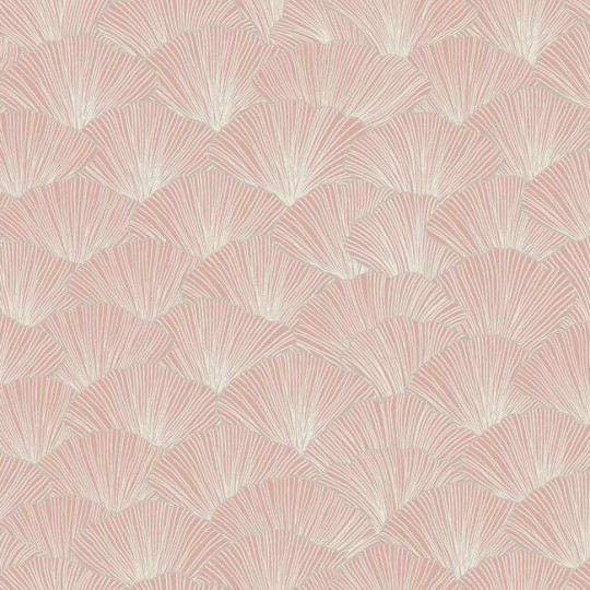 York CI2334 Candice Olson Modern Artisan Second Edition Luminous Ginkgo Soft Coral - tapeta w kwiaty miłorzębu japońskiego