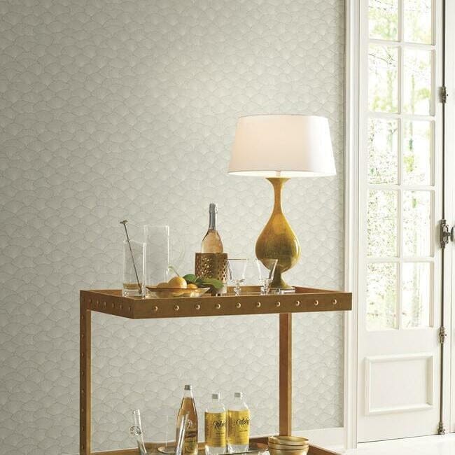York CI2333 Candice Olson Modern Artisan Second Edition Luminous Ginkgo Light Grey - tapeta w kwiaty miłorzębu japońskiego