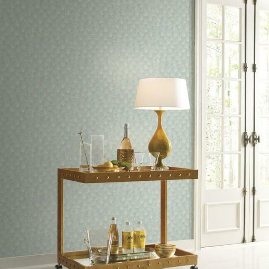 York CI2338 Candice Olson Modern Artisan Second Edition Luminous Ginkgo Mist Blue - tapeta w kwiaty miłorzębu japońskiego