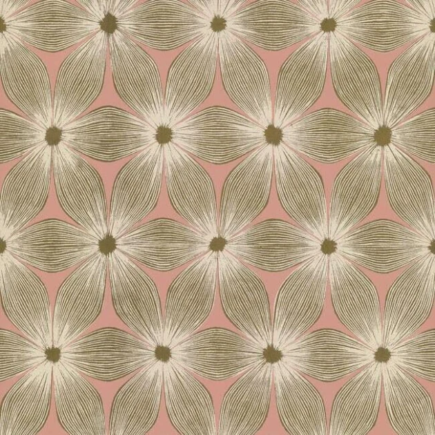 York CI2301 Candice Olson Modern Artisan Second Edition Everlasting Soft Coral/Gold - tapeta w kwiaty