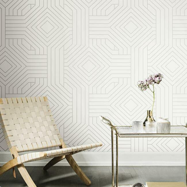 York CI2374 Candice Olson Modern Artisan Second Edition Diverging Diamonds Fantasy White - tapeta w geometryczny wzór