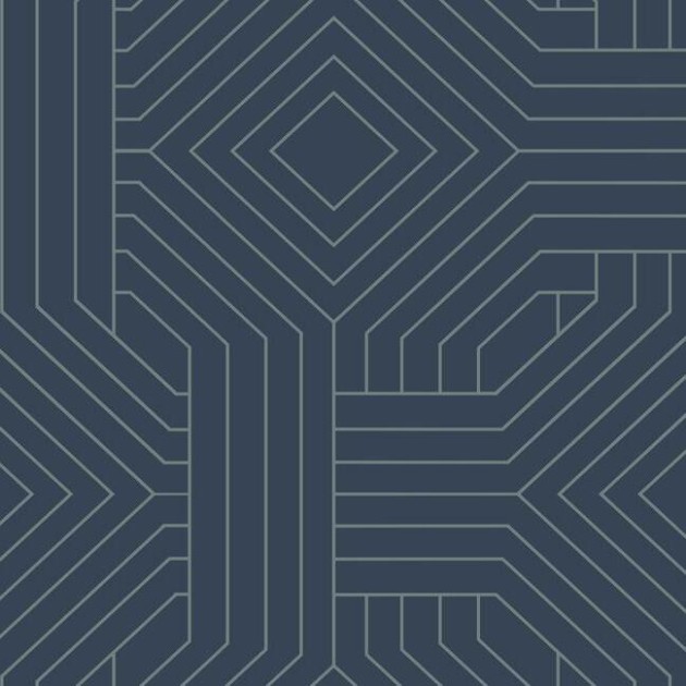 York CI2375 Candice Olson Modern Artisan Second Edition Diverging Diamonds Fantasy Navy - tapeta w geometryczny wzór