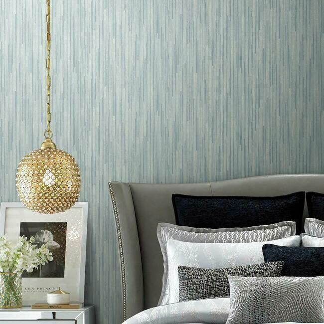 York CI2405 Candice Olson Modern Artisan Second Edition Bargello Mist Blues - tapeta w paski