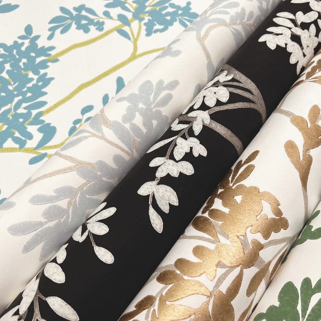 York BL1804 Blooms Second Edition Resource Library Lunaria Silhouette Black/White - tapeta w liście