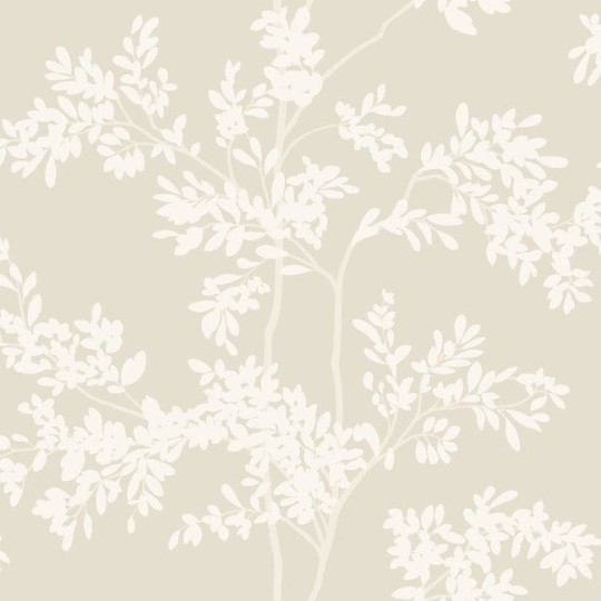 York BL1805 Blooms Second Edition Resource Library Lunaria Silhouette Lt. Taupe/White - tapeta w liście
