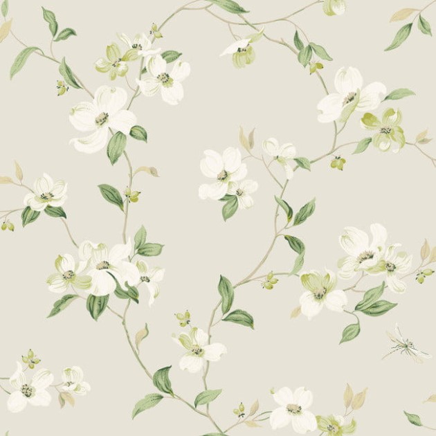 York BL1762 Blooms Second Edition Resource Library Dogwood Light Grey - tapeta w kwiaty