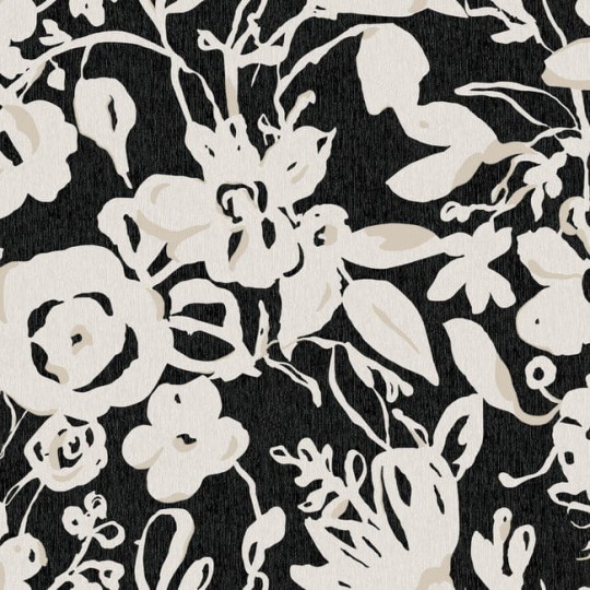York BL1733 Blooms Second Edition Resource Library Brushstroke Floral Black - tapeta w kwiaty