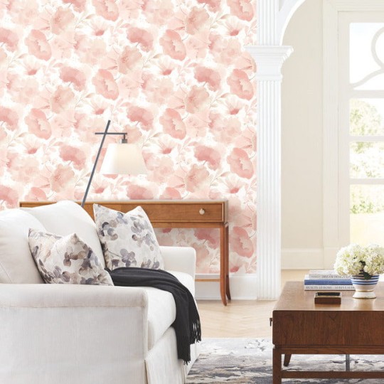 York BL1772 Blooms Second Edition Resource Library Watercolor Bouquet Blush - tapeta w akwarelowe kwiaty