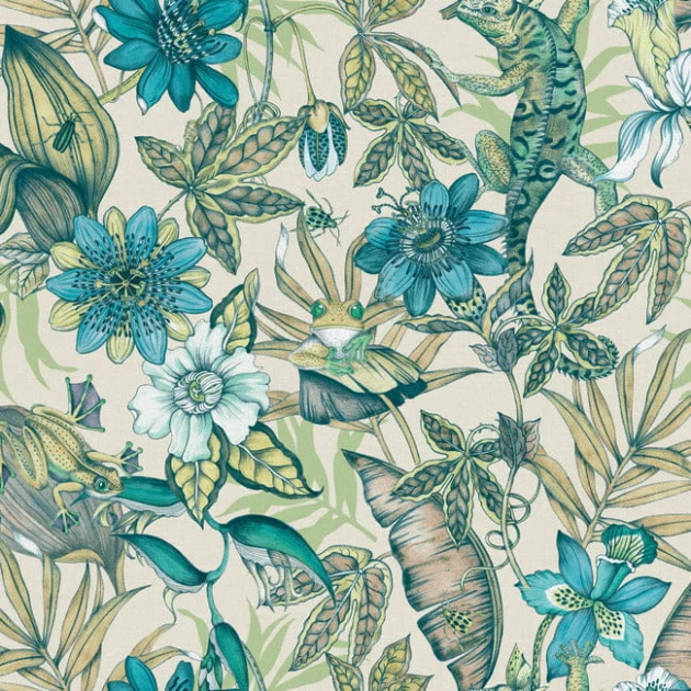 York BL1705 Blooms Second Edition Resource Library Rainforest Cream/Green Multi - tapeta w egzotyczne rośliny i zwierzęta