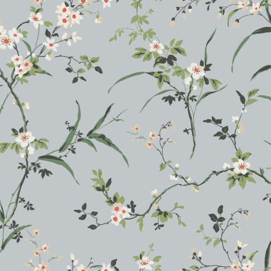York BL1743 Blooms Second Edition Resource Library Blossom Branches Light Grey - tapeta w kwiaty