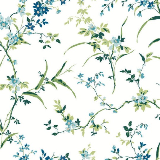 York BL1744 Blooms Second Edition Resource Library Blossom Branches White/Blue - tapeta w kwiaty