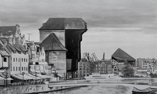 Wall Art Crane - mural architektoniczny w pejzaż Gdańska
