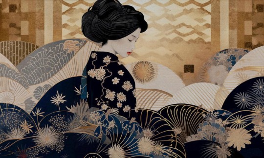 Wall Art Kinui - mural w orientalnym w stylu w postać gejszy