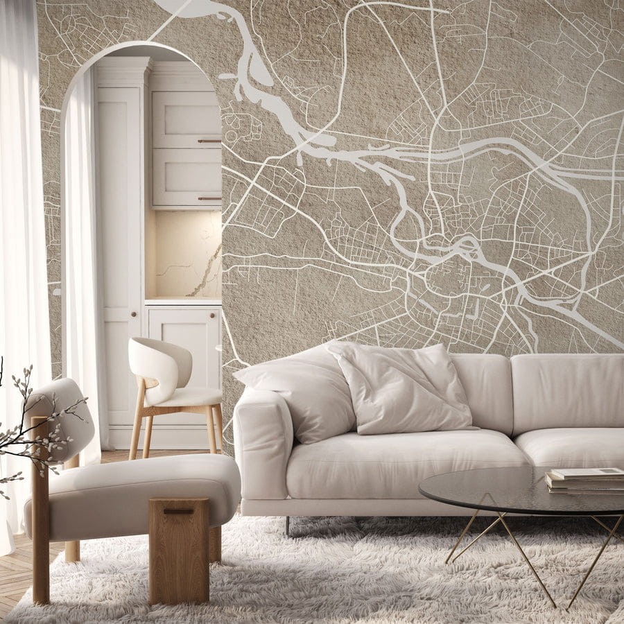 Wall Art Breslau Beige - mural w plan miasta Wrocław