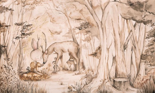 Wall Art Bambi - mural dla dzieci w leśny krajobraz