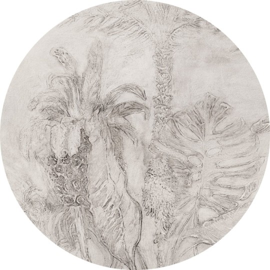 Wall Art Esotico Beige - mural koło w delikatny motyw roślinny