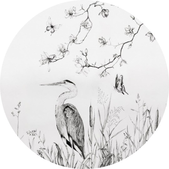 Wall Art Heron - mural koło w czaplę