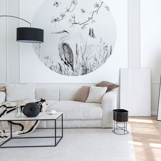 Wall Art Heron - mural koło w czaplę