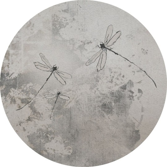 Wall Art Lestes - mural koło w ważki na surowym tle