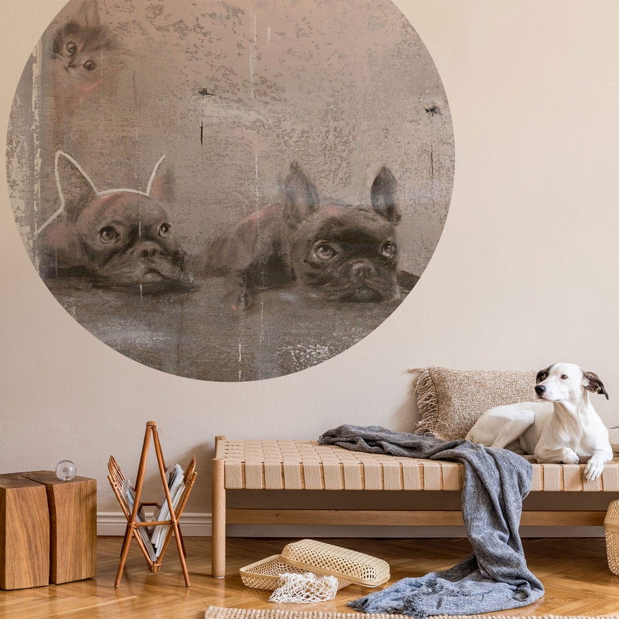 Wall Art Siesta - mural koło w buldożki i kota