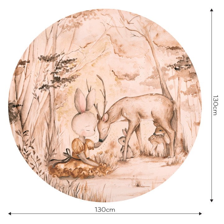 Wall Art Bambi - mural koło dla dzieci w leśny pejzaż