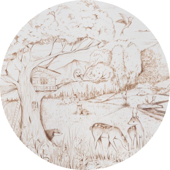 Wall Art Elliot - mural koło dla dzieci w bajkowy pejzaż