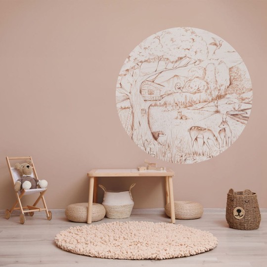 Wall Art Elliot - mural koło dla dzieci w bajkowy pejzaż
