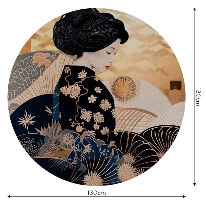 Wall Art Kinui - mural koło w orientalnym w stylu w postać gejszy