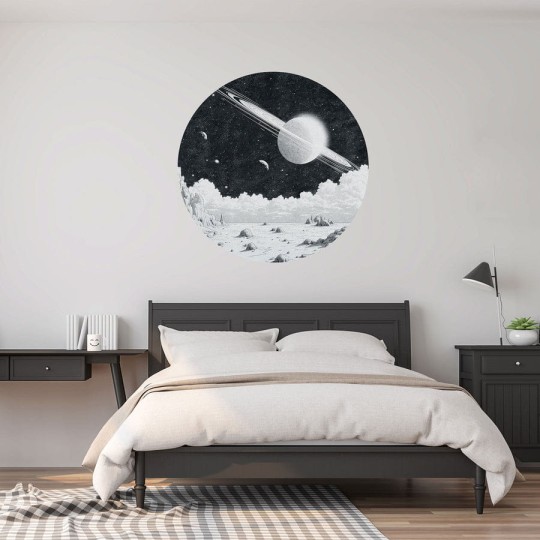 Wall Art Eirian - mural koło w kosmiczny motyw w komiksowym stylu
