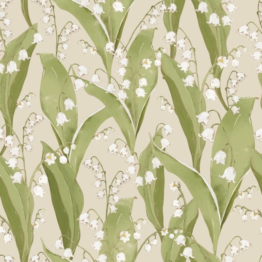 Dekornik DEKO.TAP.463 Lily of Valley Beige - tapeta w dzwonki byliny