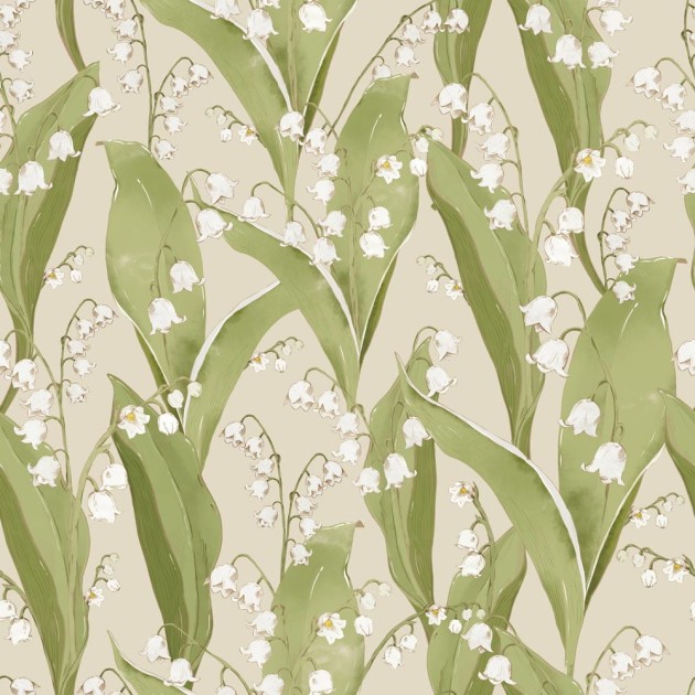 Dekornik DEKO.TAP.463 Lily of Valley Beige - tapeta w dzwonki byliny