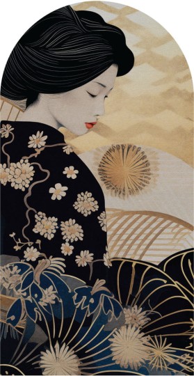 Wall Art Kinui - mural łuk w orientalnym w stylu w postać gejszy