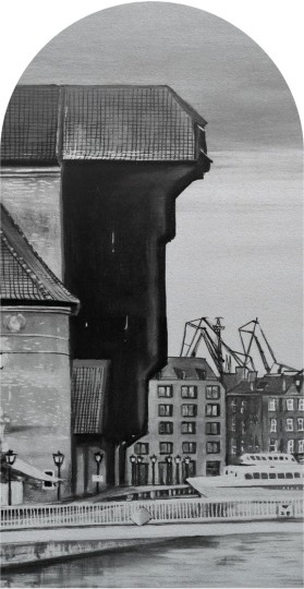 Wall Art Crane - mural łuk w pejzaż miejski Gdańska