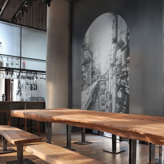 Wall Art Cyber City - mural łuk w futurystyczne miasto w komiksowym stylu