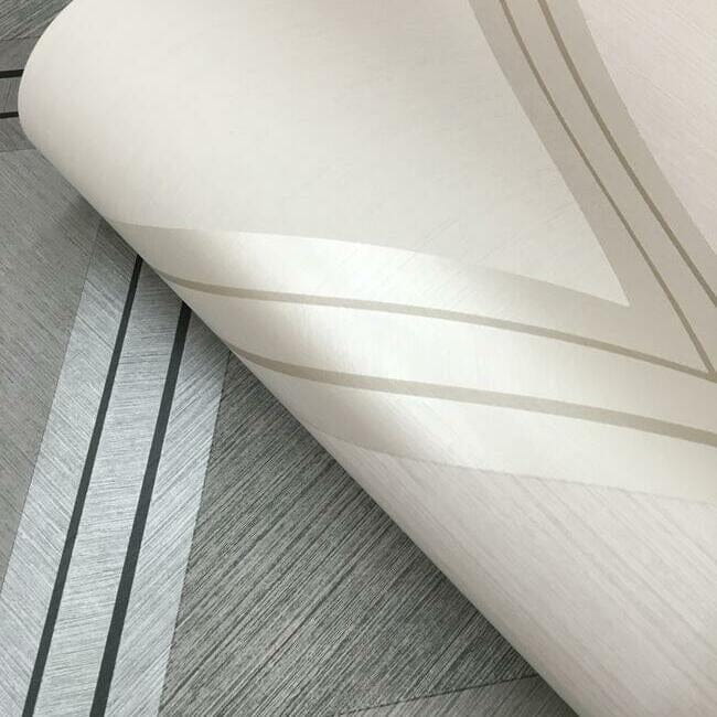 York BW3821 Black and White Resource Library Diamond Twist Ivory/Linen - tapeta w geometryczny wzór