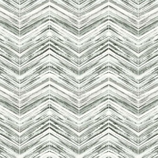 York BW3911 Black and White Resource Library Petite Watercolor Chevron Black/White - tapeta w akwarelową jodełkę