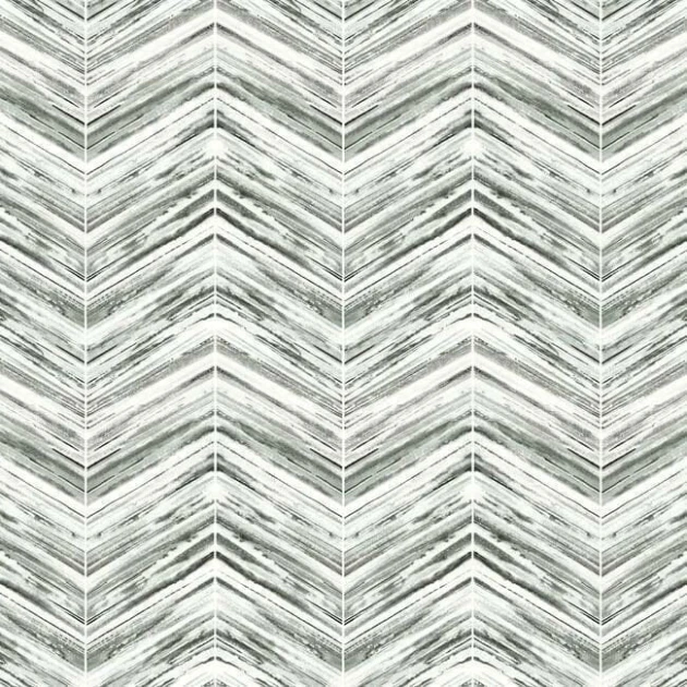 York BW3911 Black and White Resource Library Petite Watercolor Chevron Black/White - tapeta w akwarelową jodełkę