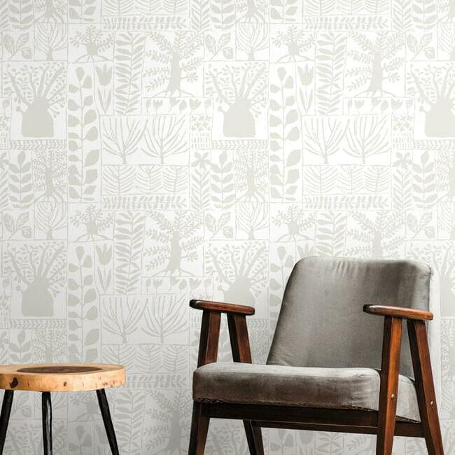 York BW3861 Black and White Resource Library Primitive Trees Neutral - tapeta w drzewa
