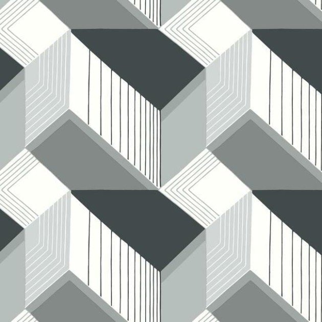 York BW3882 Black and White Resource Library Graphic Geo Blocks Black/White - tapeta w geometryczny wzór