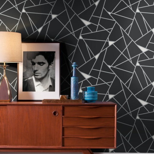 York BW3985 Black and White Resource Library Prismatic Black - tapeta w geometryczny wzór